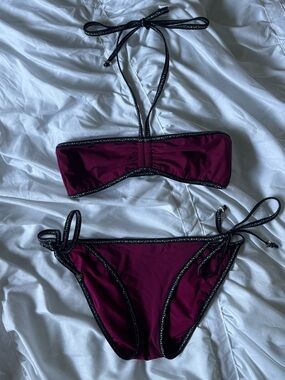 Marc By Marc Jacobs Magenta Swim Bottom with Navy Trim